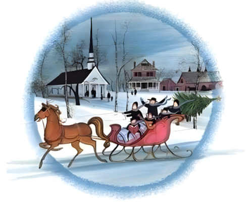 Christmas-Art-Artist-PBuckleyMoss-CanadaGooseGallery-WaynesvilleOhio-LimitedEdition-Print-HomeDecor-Decorating-Christmas-Sleigh-Horse-Christmas-Church-Winter-Snow