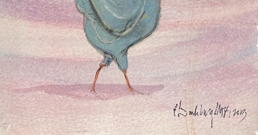 Blue Rooster Painting Signature
