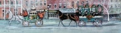 Lebanon Holiday Horse Parade Watercolor pbuckleymoss-original-watercolor-horse-Lebanon-Christmas-Parade