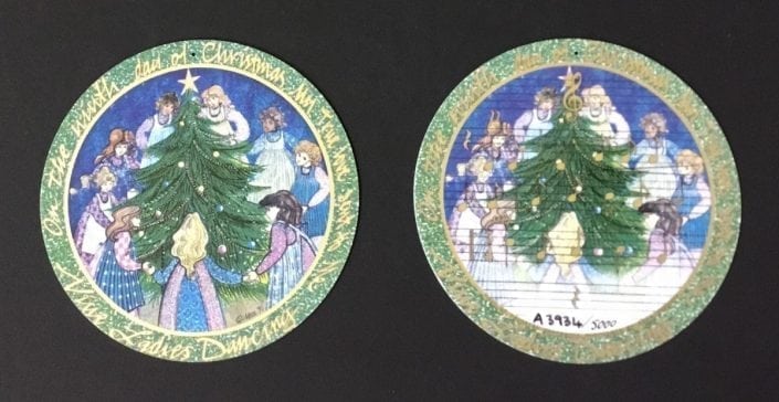 Twelve Days of Christmas Numbered, Limited edition, Porcelain ornament. Artist P Buckley Moss, Canada Goose Gallery Waynesville Ohio. Decorate tree, display on tiny easel or frame pbuckleymoss-ornament-limitededition-nine-ladies-dancinf