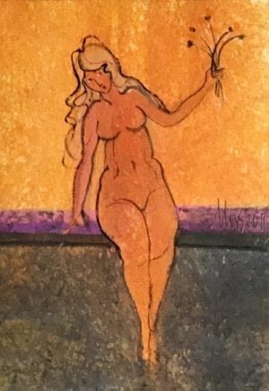 Painting-rare-subject-pbuckleymoss-Original-Watercolor-nude-CanadaGooseGallery-WaynesvilleOhio