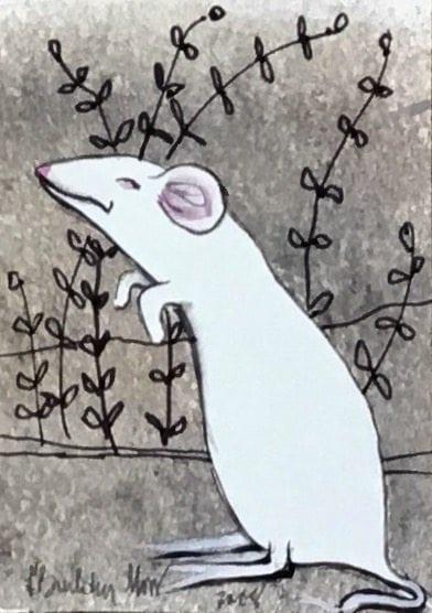 Mouse Facing Left Watercolor pbuckleymoss-original-watercolor-mouse