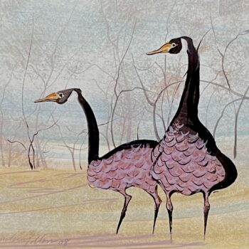 Geese In Purple and Blue Painting