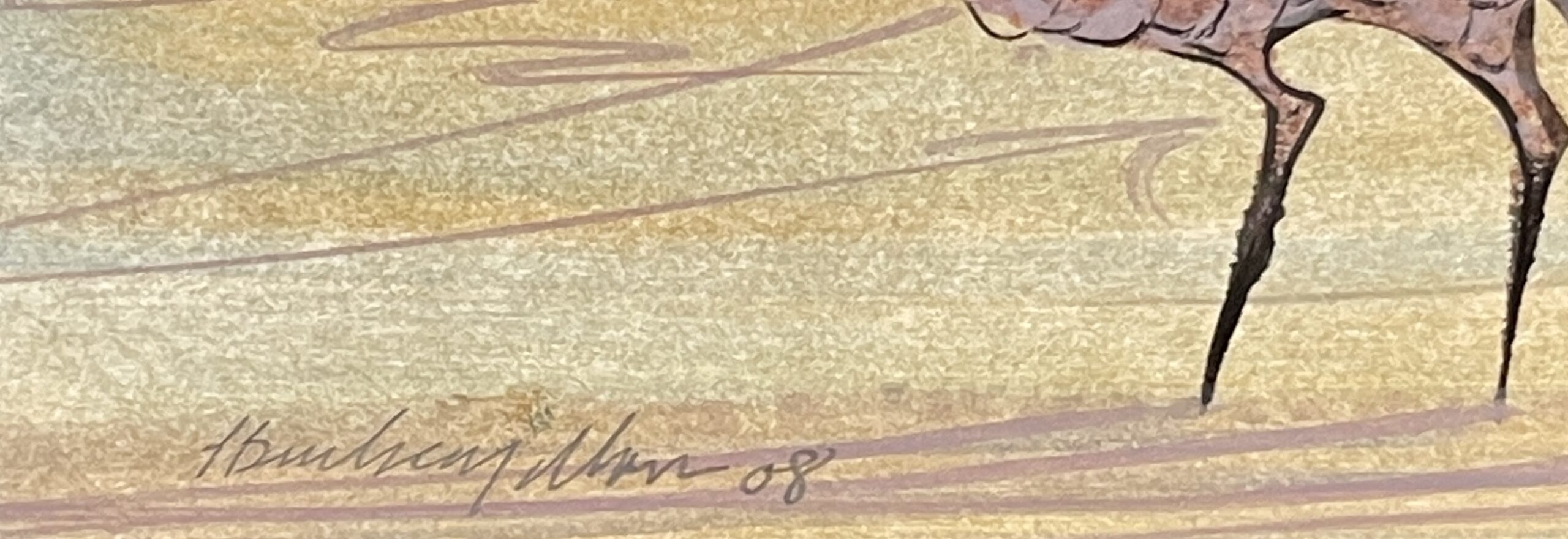 Geese In Purple and Blue Painting Signature