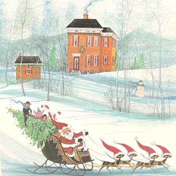 Kris Kringle Cat Sleigh Painting