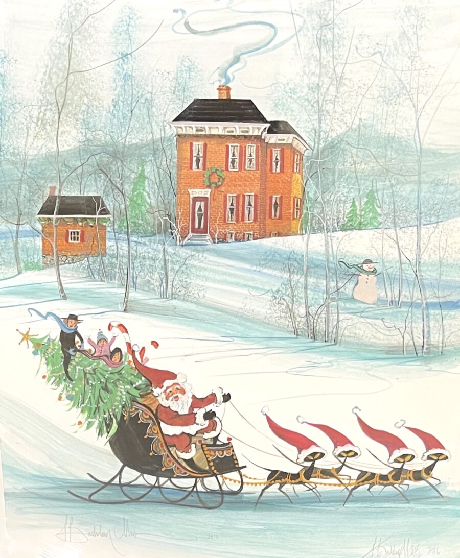 Kris Kringle Cat Sleigh Painting