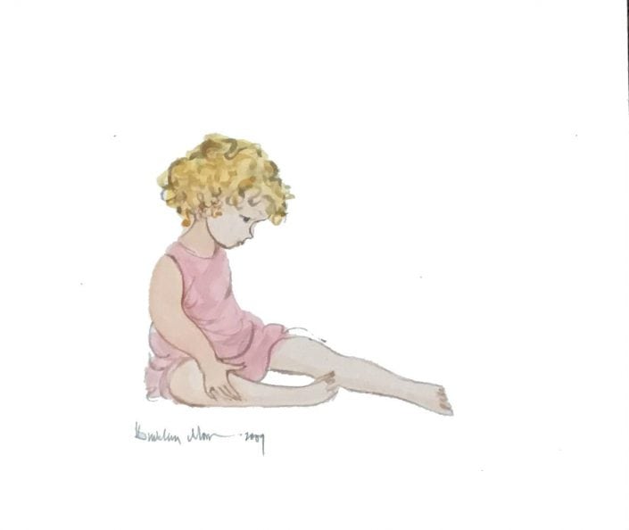 Original Watercolor-Child by P Buckley Moss Watercolor-original-painting-buckleymoss-art
