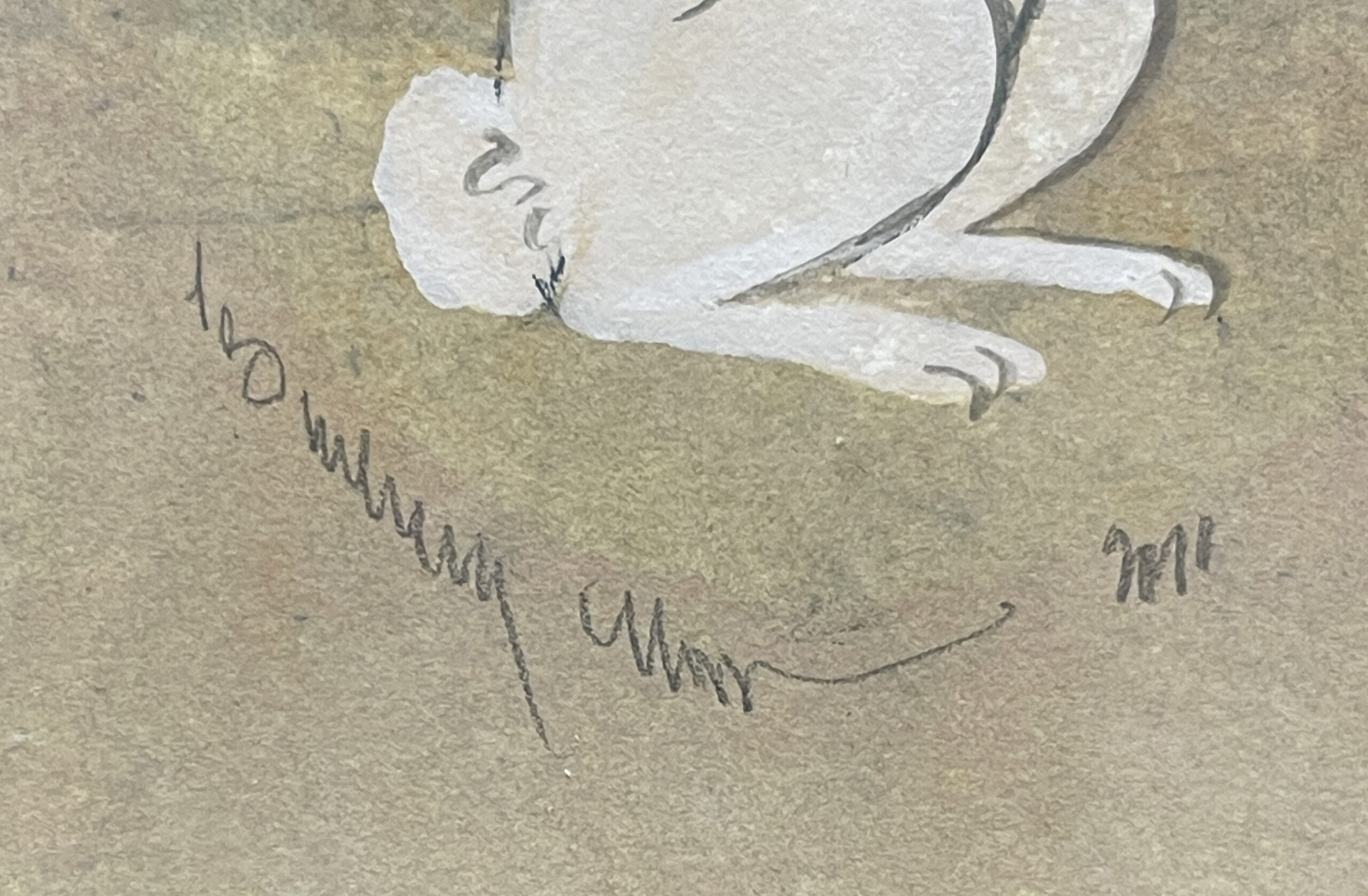 White Bunny Painting Signature