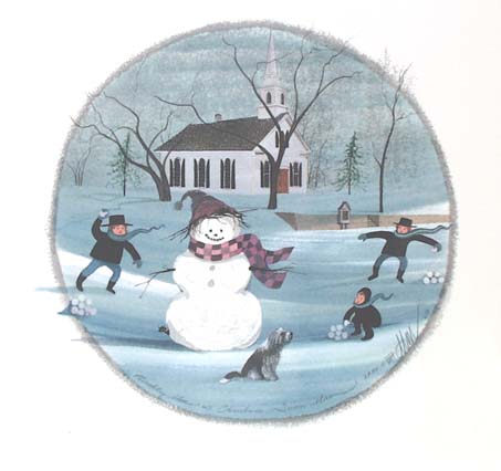 Waynesville-Ohio-PBuckleyMoss-Ornament-LimitedEdition-Art-Snowman-Winter