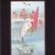 Florida poster by P Buckley Moss featuring egret in foreground, the St Petersburg shore and sailboats. Colors of rose, blues and white.