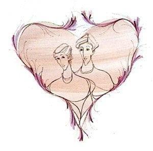 Love’s Vows is a limited edition print by P Buckley Moss. Couple inside a feather-like heart shape with a background of pale peach-pink. Love's Vows is a limited edition print by P Buckley Moss. Couple inside a feather-like heart shape with a background of pale peach-pink.