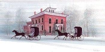 Ohio Heritage signed and numbered, limited edition art print by American artist P Buckley Moss at Canada Goose Gallery in Waynesville, Ohio. Ohio Heritage print by P Buckley Moss features the Stengel-True Museum, once the home of Judge Ozias Bowen, located in Marion, Ohio.