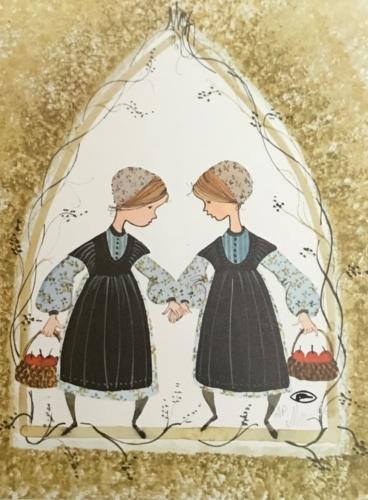 Two Little Hands vintage limited edition print by P Buckley Moss.