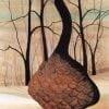 Sentry limited edition artist proof by P Buckley Moss features a large single goose with a background of trees. Rust, brown, black golds and green.
