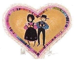 With Love rare, signed and numbered, limited edition print by P Buckley Moss at Canada Goose Gallery in Waynesville, Ohio With Love limited edition print by P Buckley Moss. Children within a heart shape.