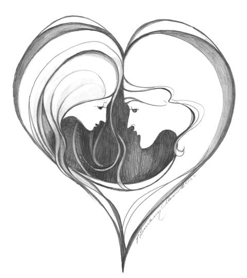 As One signed and numbered, limited edition print by P Buckley Moss at Canada Goose Gallery in Waynesville, Ohio As one limited edition print by P Buckley Moss shows her deep feeling for love and family commitment. Heart shaped image with couple facing. Black and white delicate lined sketch art. Beautifully detailed profiles with such few lines. Suitable fo expression of love and values in a relationship.