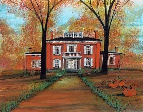 P Buckley Moss has painted the Glendower Mansion in Lebanon, Ohio. Glendower is owned by the Warren County Historical Society, which maintains it as a museum.