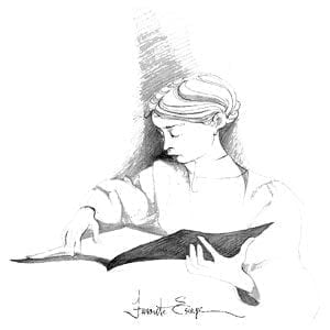 Favorite Escape limited edition by P Buckley Moss features woman with special book enjoying her reading.