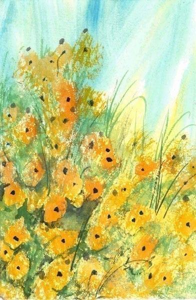 Flowers of Summer Limited Edition Print by P Buckley Moss at Canada Goose Gallery in Waynesville, Ohio pbuckleymoss-limitededition-print-flower-floral-BoHo