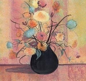 Touch of Blue limited edition print by P Buckley Moss at Canada Goose Gallery in Waynesville, Ohio pbuckleymoss-limitededition-print-flower-floral-BoHo