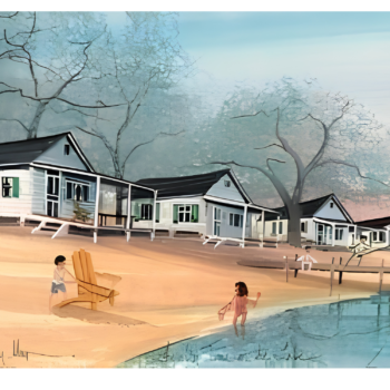 Family Time at the Lake limited edition print by P. Buckley Moss - Children and Family and Beach Collections.