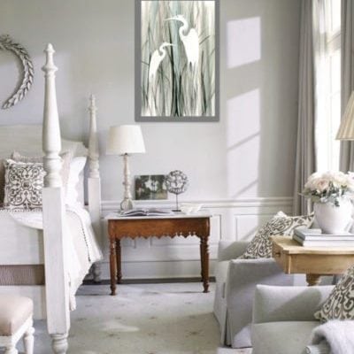 Add a splash of color to an all white room for effect.