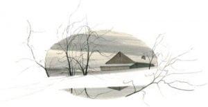Shenandoah Valley Winter limited edition print by P Buckley Moss at Canada Goose Gallery in Waynesville, Ohio