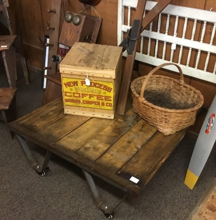 Industrial Cart, Coffee Crate, Basket Antiques-WaynesvilleOhio-BrassLantern