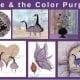 Limited edition prints by P Buckley Moss that group together all featuring the color purple. Wall art collectable art.