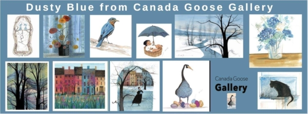 CanadaGooseGallery-WaynesvilleOhio-Dusty Blue-pbuckleymoss-limitededitions-art-color-Trees-Bird-Goose-Skater-Baby-Art