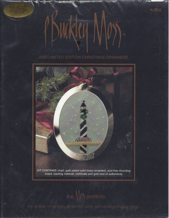 Counted Cross Stitch Christmas Ornament Pattern – Hatteras Lighthouse by P Buckley Moss available at Canada Goose Gallery in Waynesville, Ohio CanadaGooseGallery-Waynesville-Ohio-LimitedEdition-CrossStitch-Pattern-PBuckleyMoss-Rare-Christmas