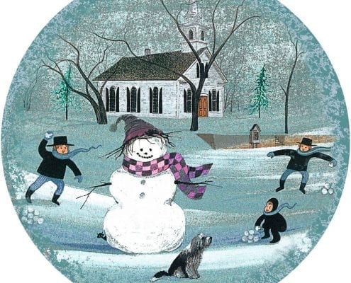 ChristmasSnowman-Waynesville-Ohio-PBuckleyMoss-Ornament-LimitedEdition-Art-Snowman-Winter