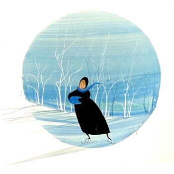 Amish Girl Skater Painting