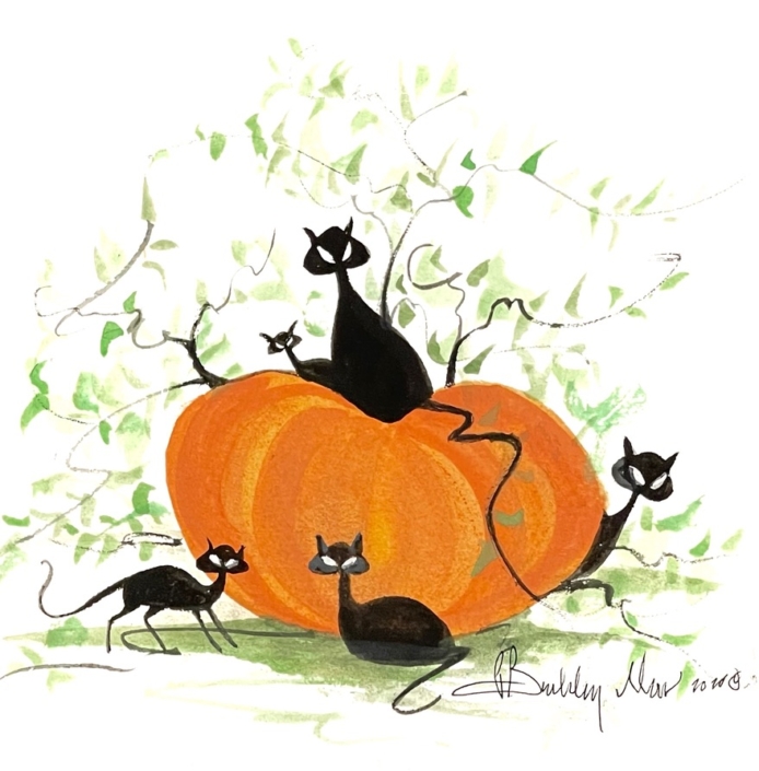 p-buckley-moss-black-cat-ball-original-watercolor
