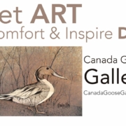 Art Inspiration by American Artist, P Buckley Moss at Canada Goose Gallery in Waynesville, Ohio. Nesting, Duck limited edition print in shades of tans, brown cream and a touch of mauve.
