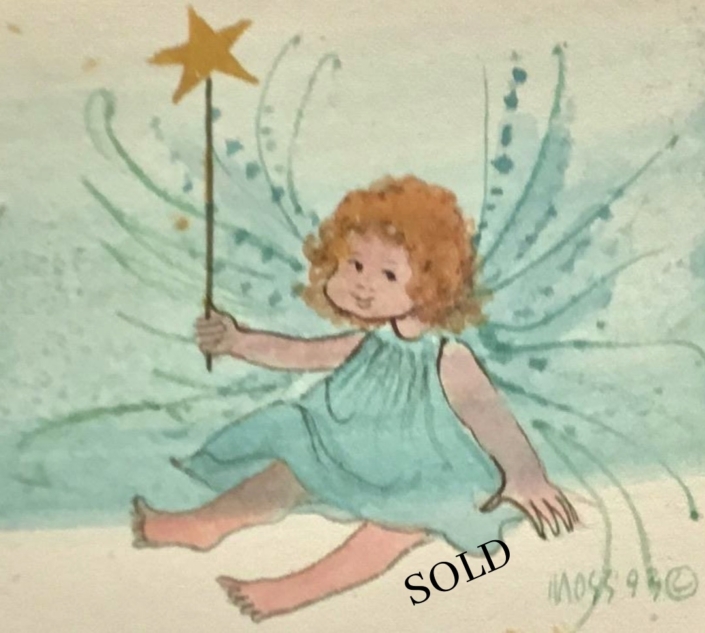 Angel original Angel original watercolor by P Buckley Moss sold exclusively through Canada Goose Gallery in Waynesville, Ohio.