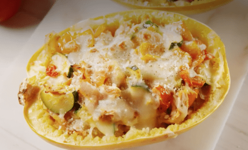 Recipe for Chicken Primavera Spaghetti Squash Boats