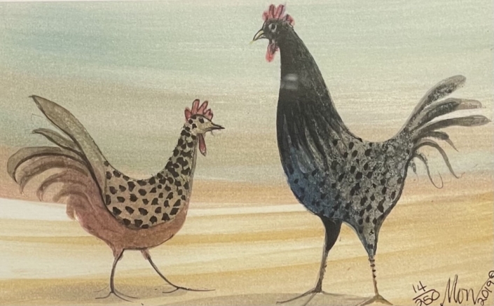 rooster chicken barnyard art print
