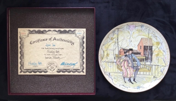 Leisure Time limited edition plate by P Buckley Moss. Early edition in mint condition with box and certificate.