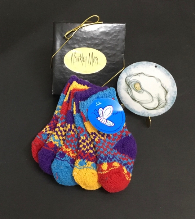 Solmate Firefly baby socks and P Buckley Moss Baby Boy Ornament