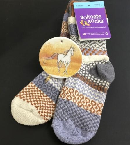 Solmate Foxtail Sock & P Buckley Moss Spirit Horse Ornament