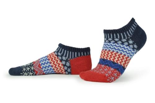 Solmate Stars and Stripes ankle socks in red, navy, white, periwinkle, cobalt colors. at Canada Goose Gallery in Waynesville, Ohio.
