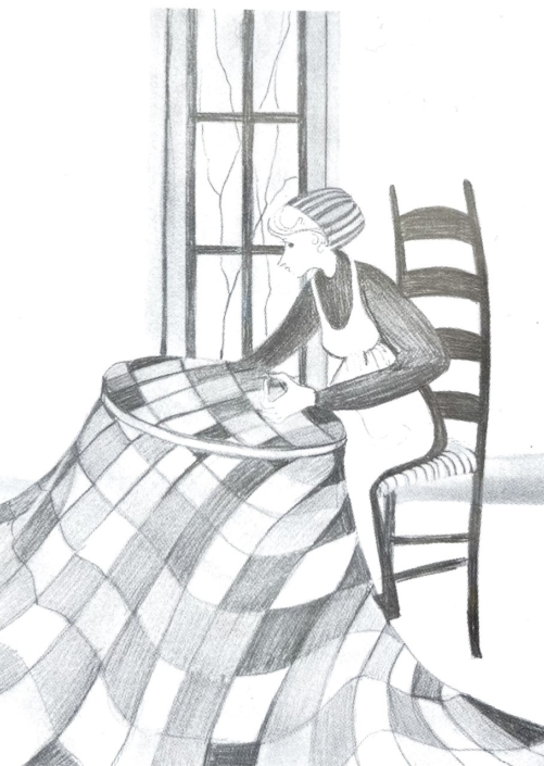 Peacefully Piecing Peacefully Piecing is an art print by P Buckley Moss