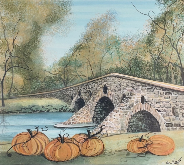 CONECWAGO CREEK’S HUMPBACK BRIDGE p-buckley-moss-conewago-creeks-humpback-bridge-art-print