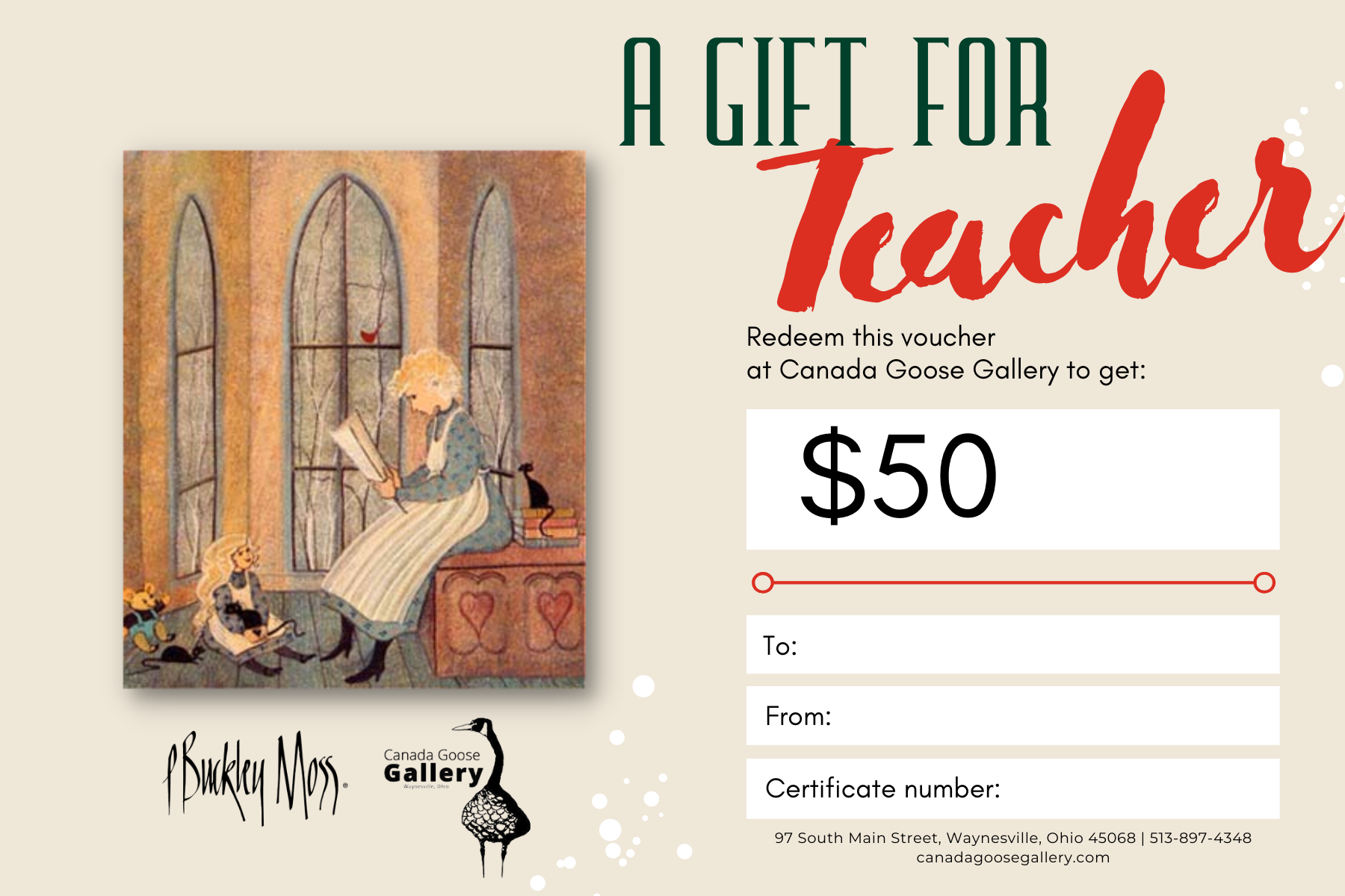 Gift Card For Teacher P Buckley Moss Canada Goose Gallery