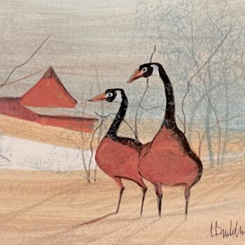 Geese And Barn Painting