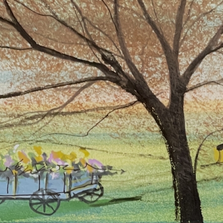p-buckley-moss-original-watercolor-painting-flower-wagon