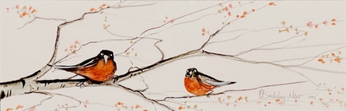P-Buckley-Moss-Original-Painting-of-Robins