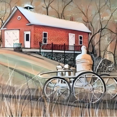 Painting-pbuckleymoss-Original-Watercolor-Firehouse-pumper