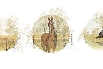 Free Spirit limited edition print by P Buckley Moss features some of the artist's favorite things; horses and the wide open spaces of a landscape. Earth tone colors mixed with a rich golden hue paired with soft gray contrast for the barn.